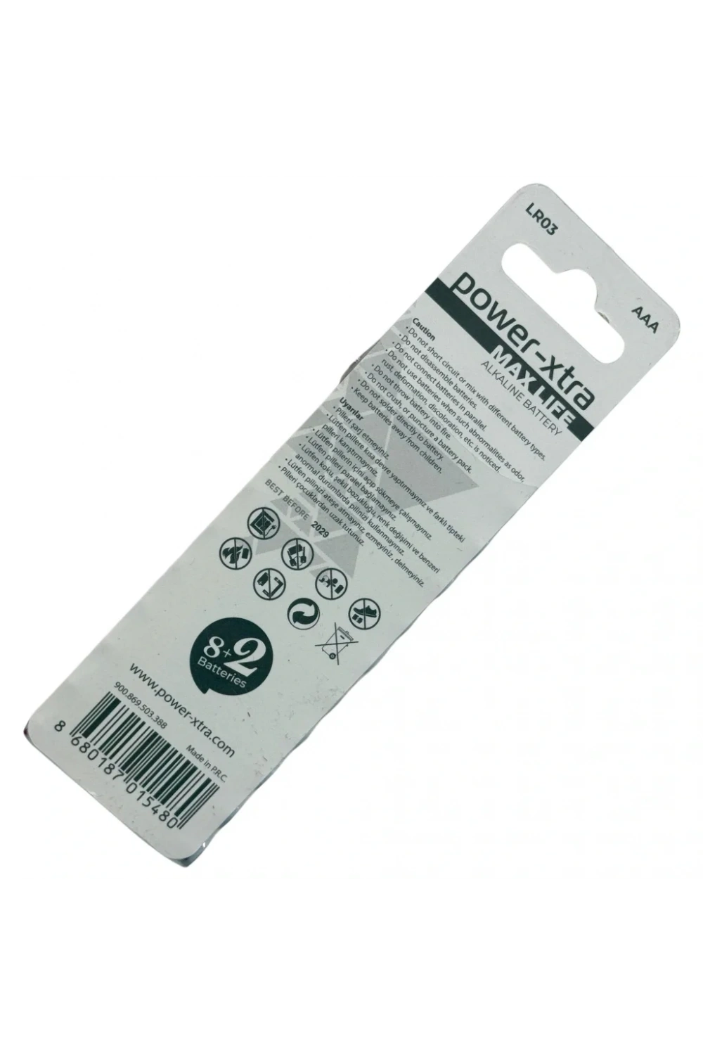Power-Xtra MaxLife AAA LR03 Alkalin Pil - 10lu Blister