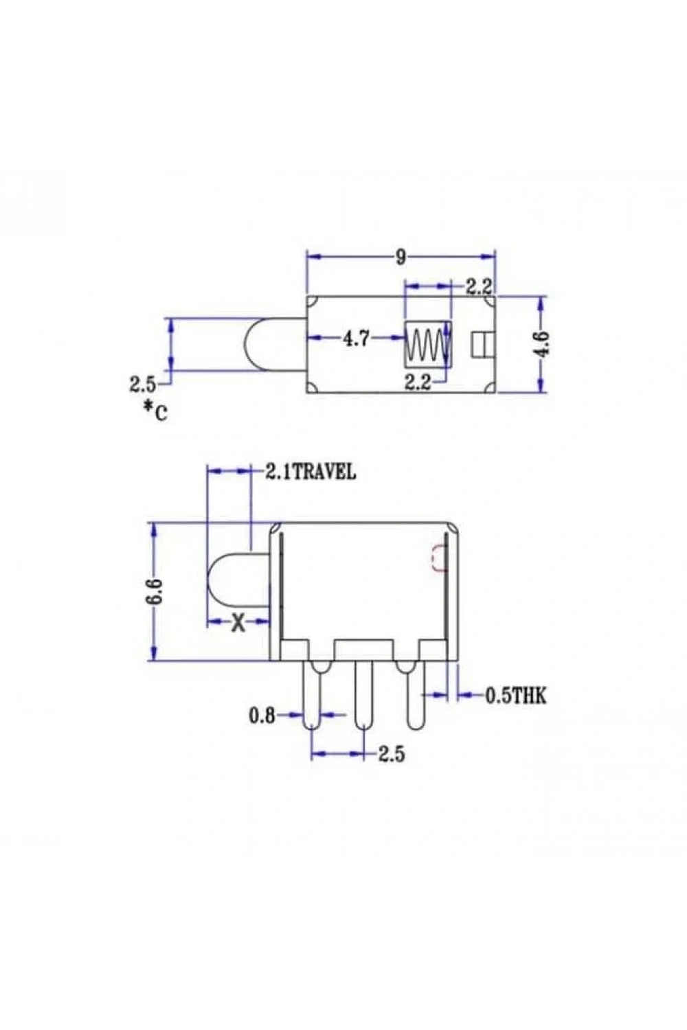 PS-12D33 3 Pinli Yaylı Buton