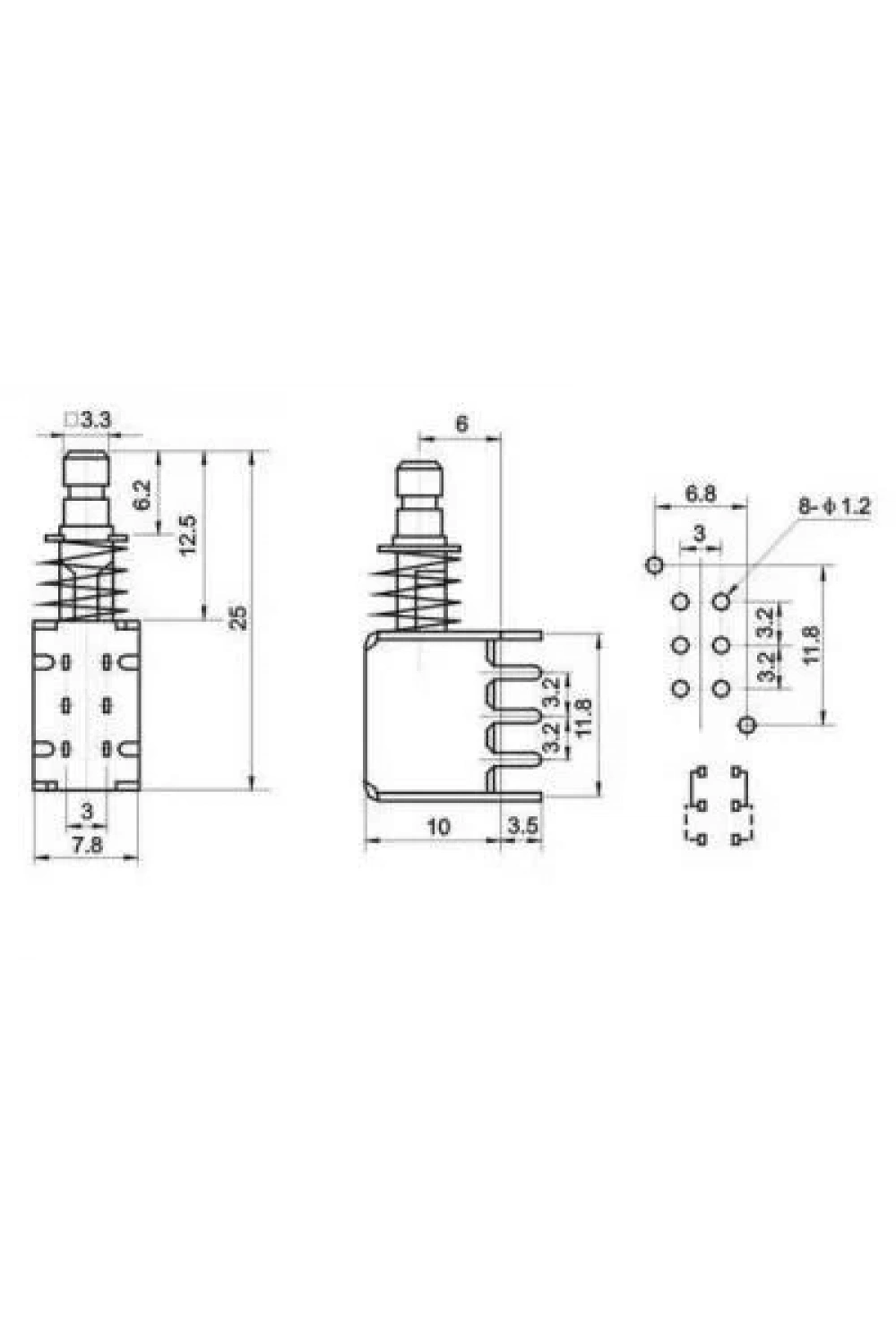 PS-22F03A2 6 Pinli Anahtarlı Buton