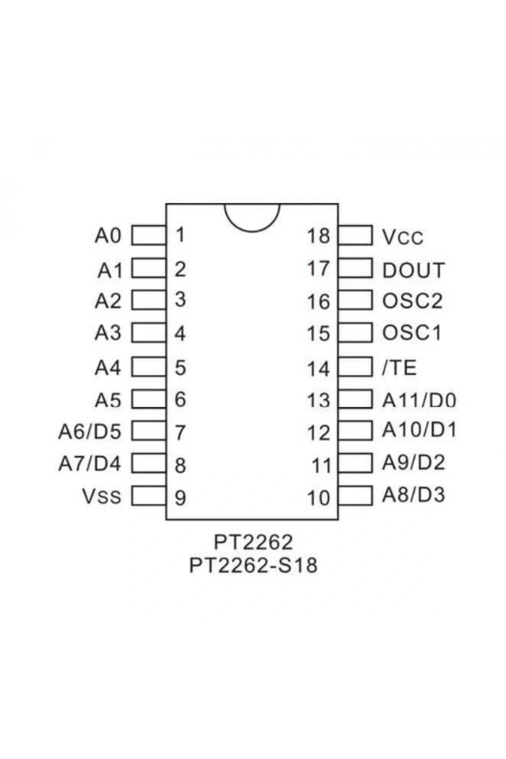PT2262 DIP-18 Encoder Entegresi