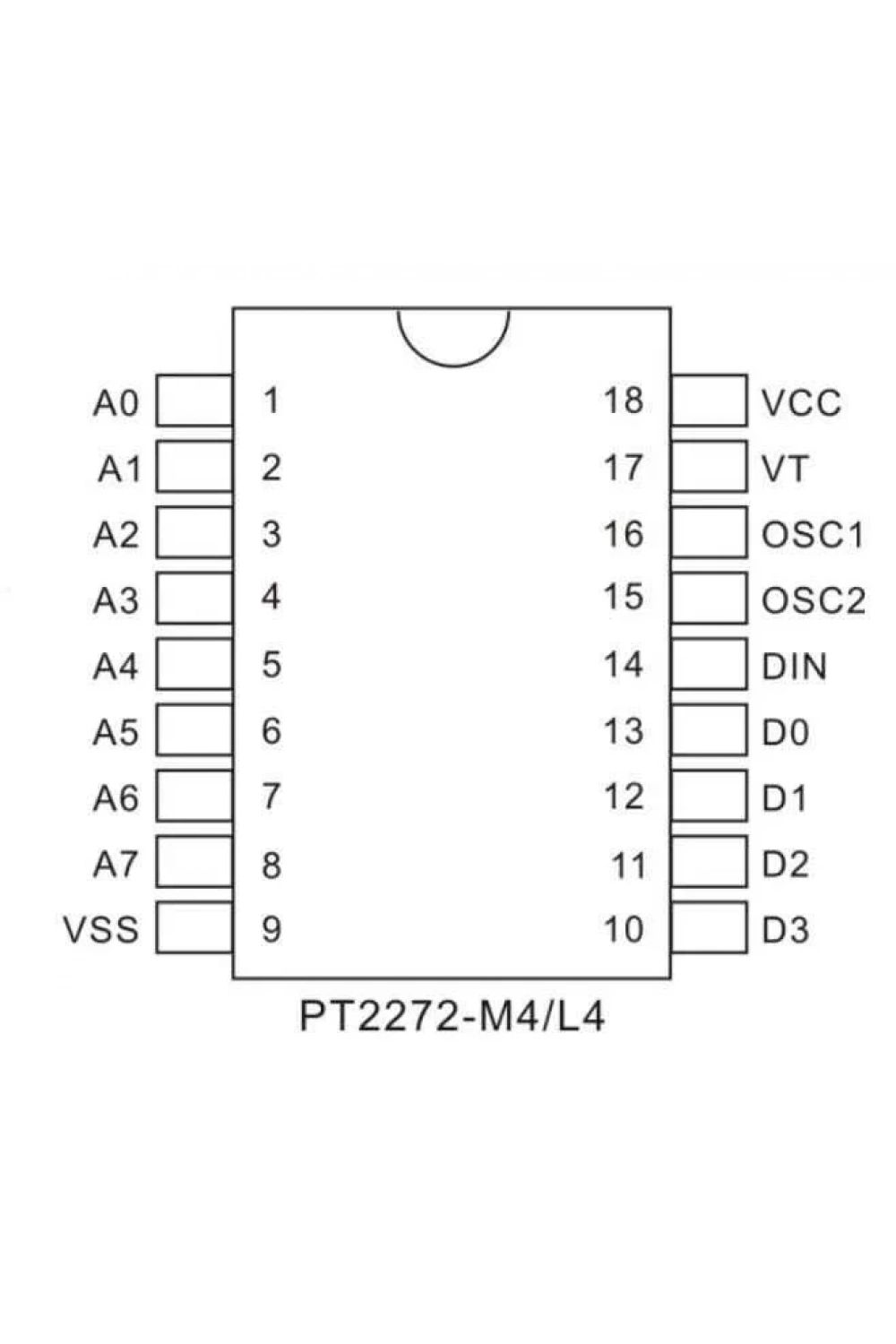 PT2272 L4 DIP-18 Decoder Entegresi