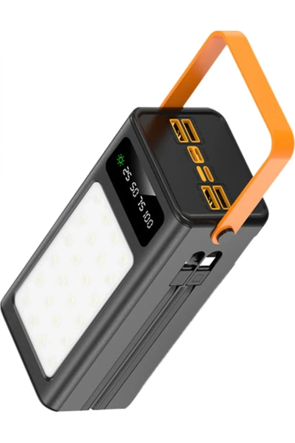 PW-125 Solar Panelli Led Fenerli Dahili Kablolu Powerbank 50.000 mAh