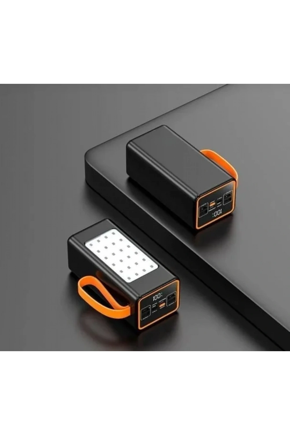 PW-55 4xUSB 22.5W LCD Göstergeli Kordonlu Kamp Işıklı 50.000mAh Powerbank