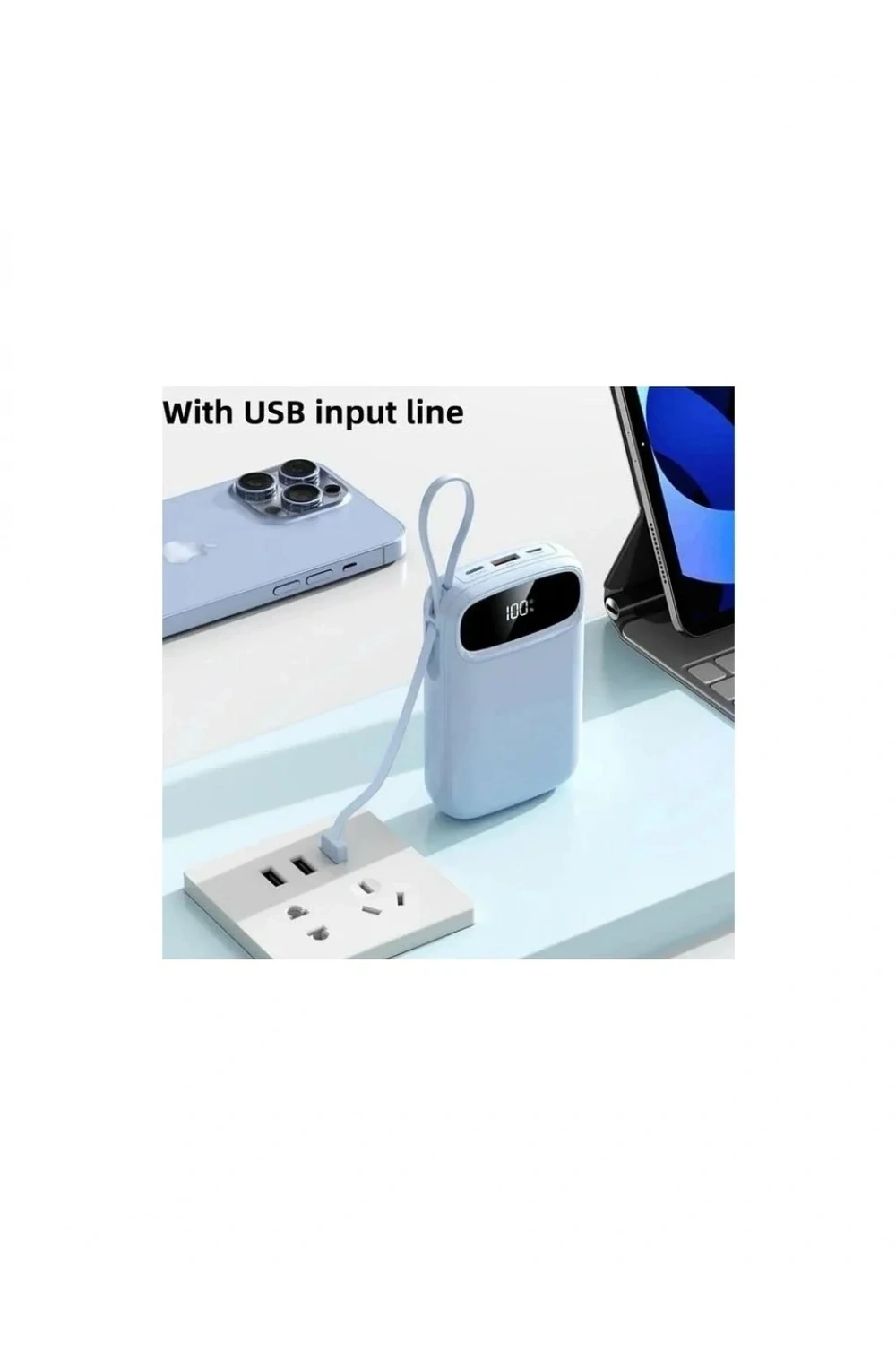 PW-97 2.4A LCDli 1xUSB-A Dahili Mikro Type-C Lightning 10.000mAh Powerbank