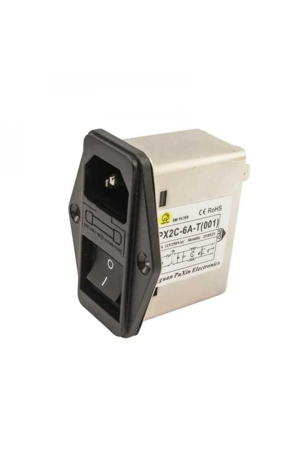 PX2C-6A EMI Filtre 6A Anahtarlı Erkek Power Soketi - Sigorta Yuvalı
