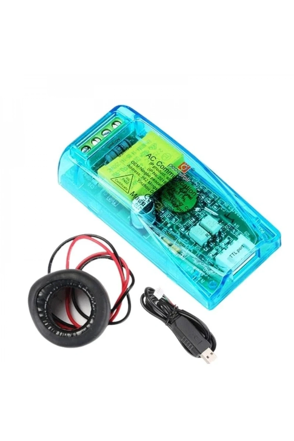 PZEM-004T 32A Tek Fazlı AC Güç İletişim Modülü + Bobin CT + USB
