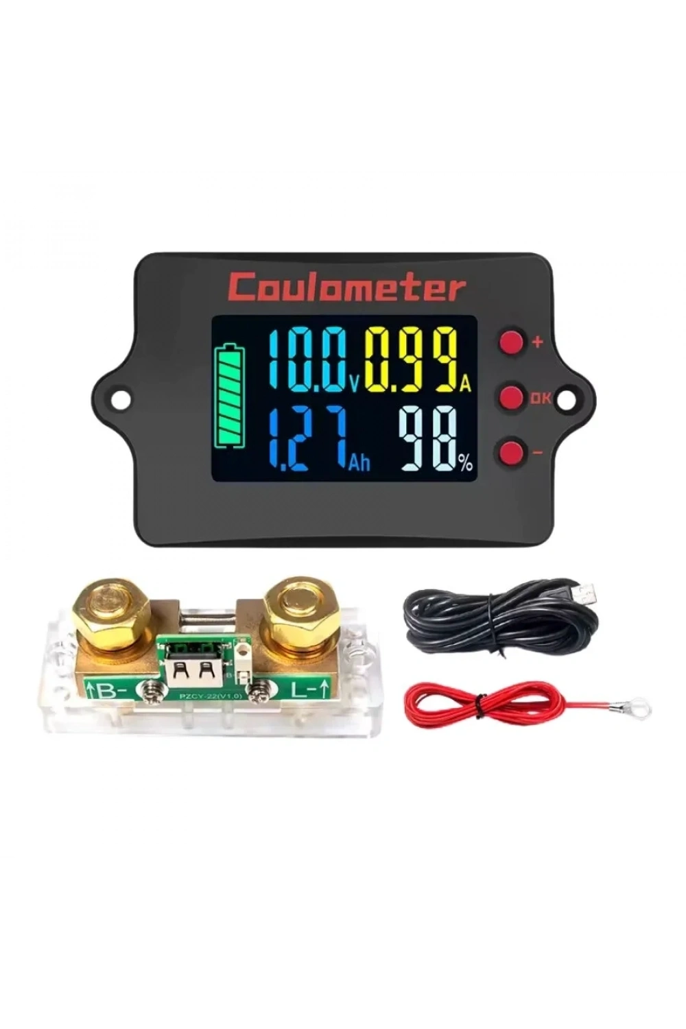 PZEM-037 8-120V 300A Voltmetre Ampermetre - Batarya Kapasite Yöneticisi + 300A Şönt + 2m USB Kablo