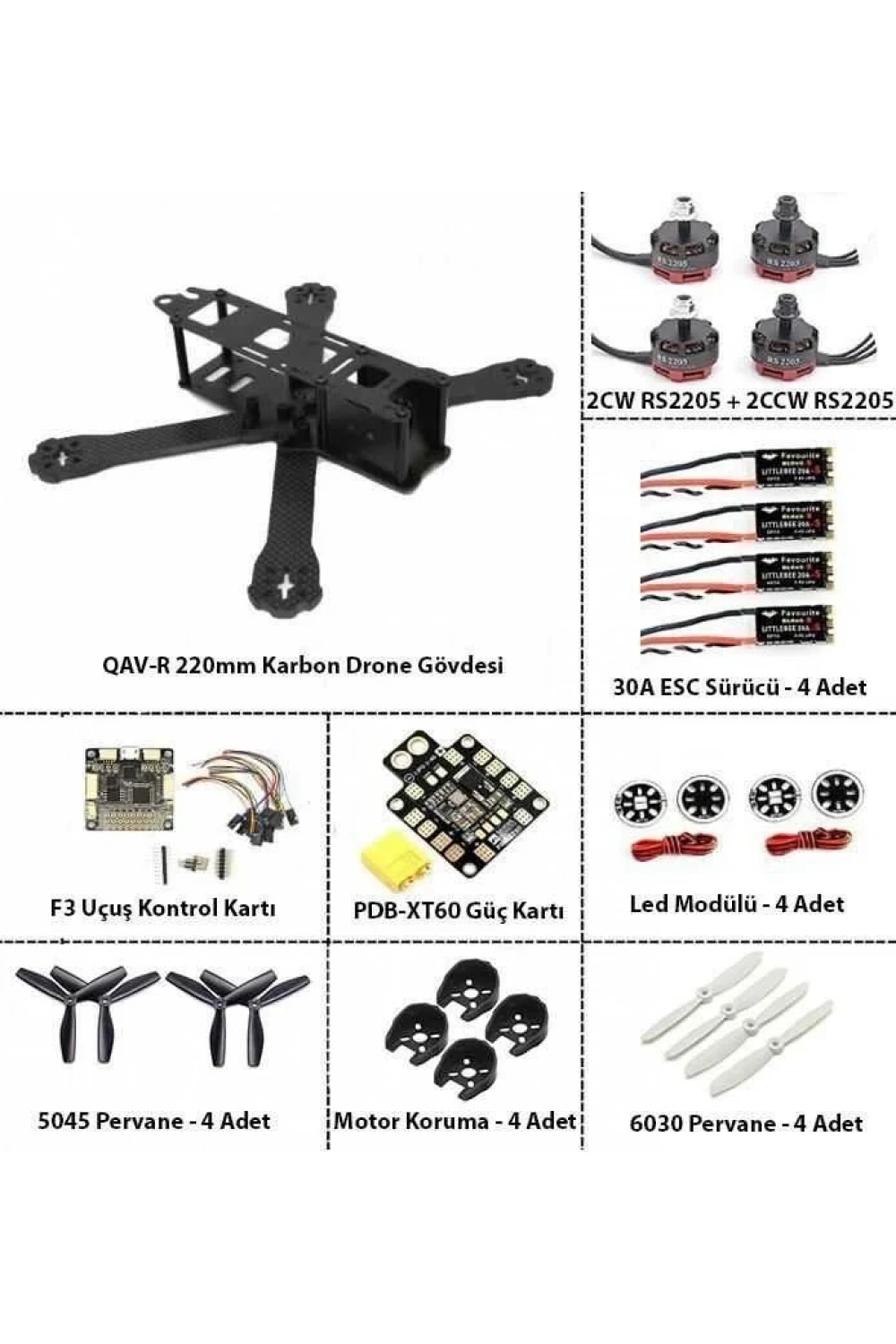 QAV-R 220 Karbon Fiber Drone Seti