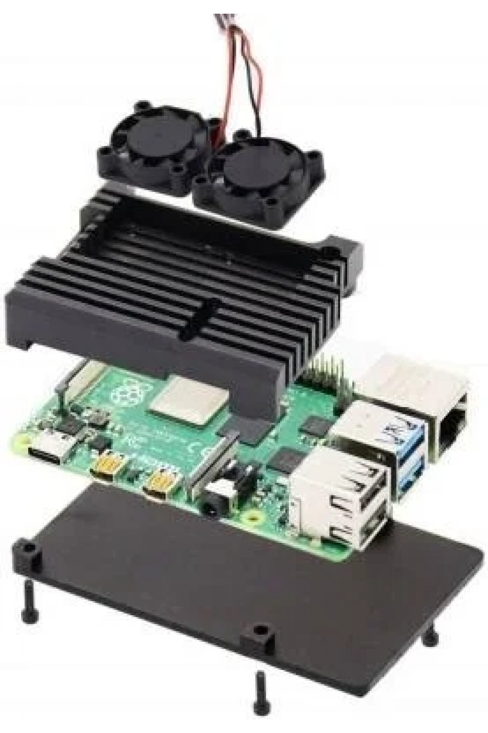 Raspberry Pi 4 Alüminyum Soğutucu Kasa - Çift Fanlı