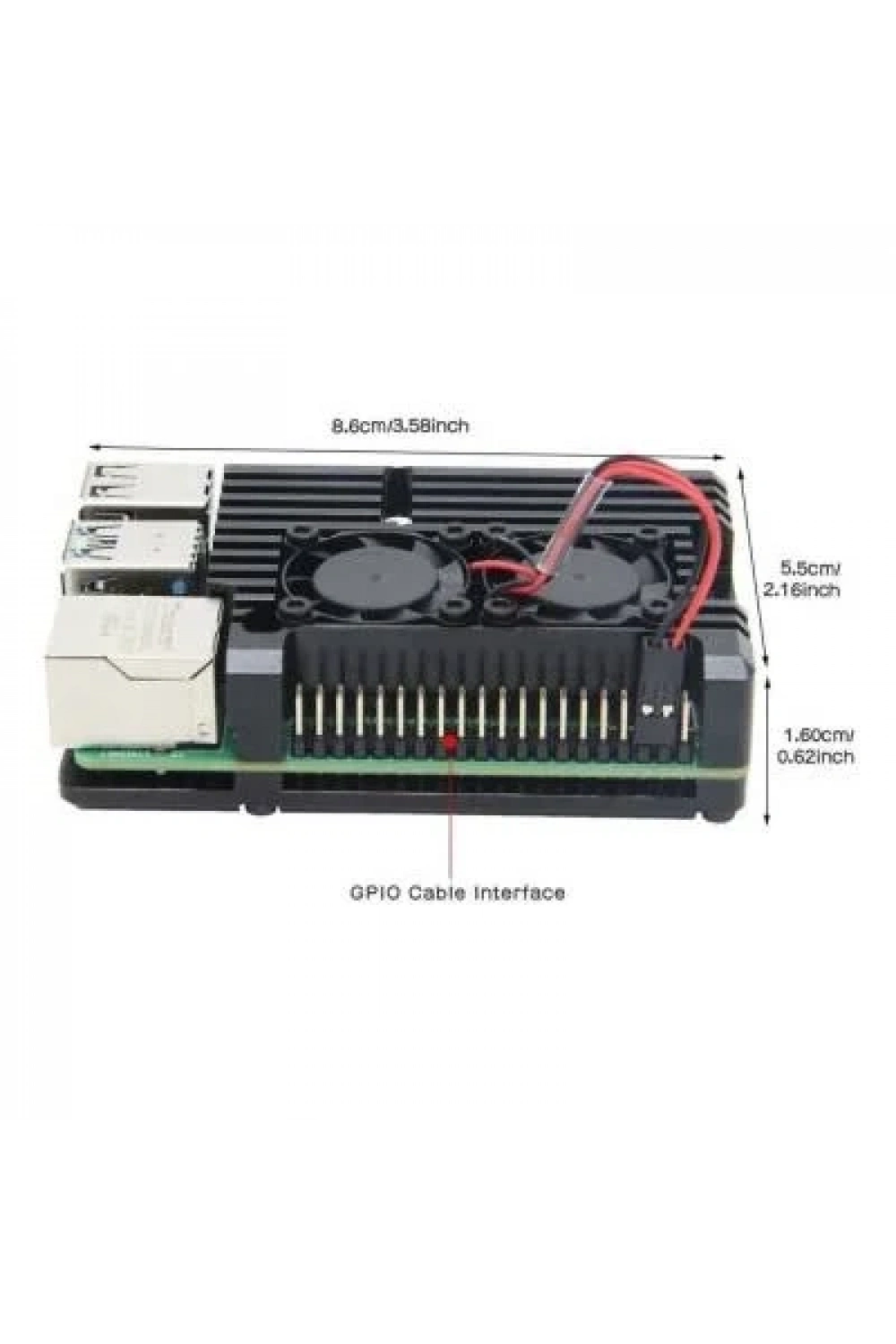 Raspberry Pi 4 Alüminyum Soğutucu Kasa - Çift Fanlı