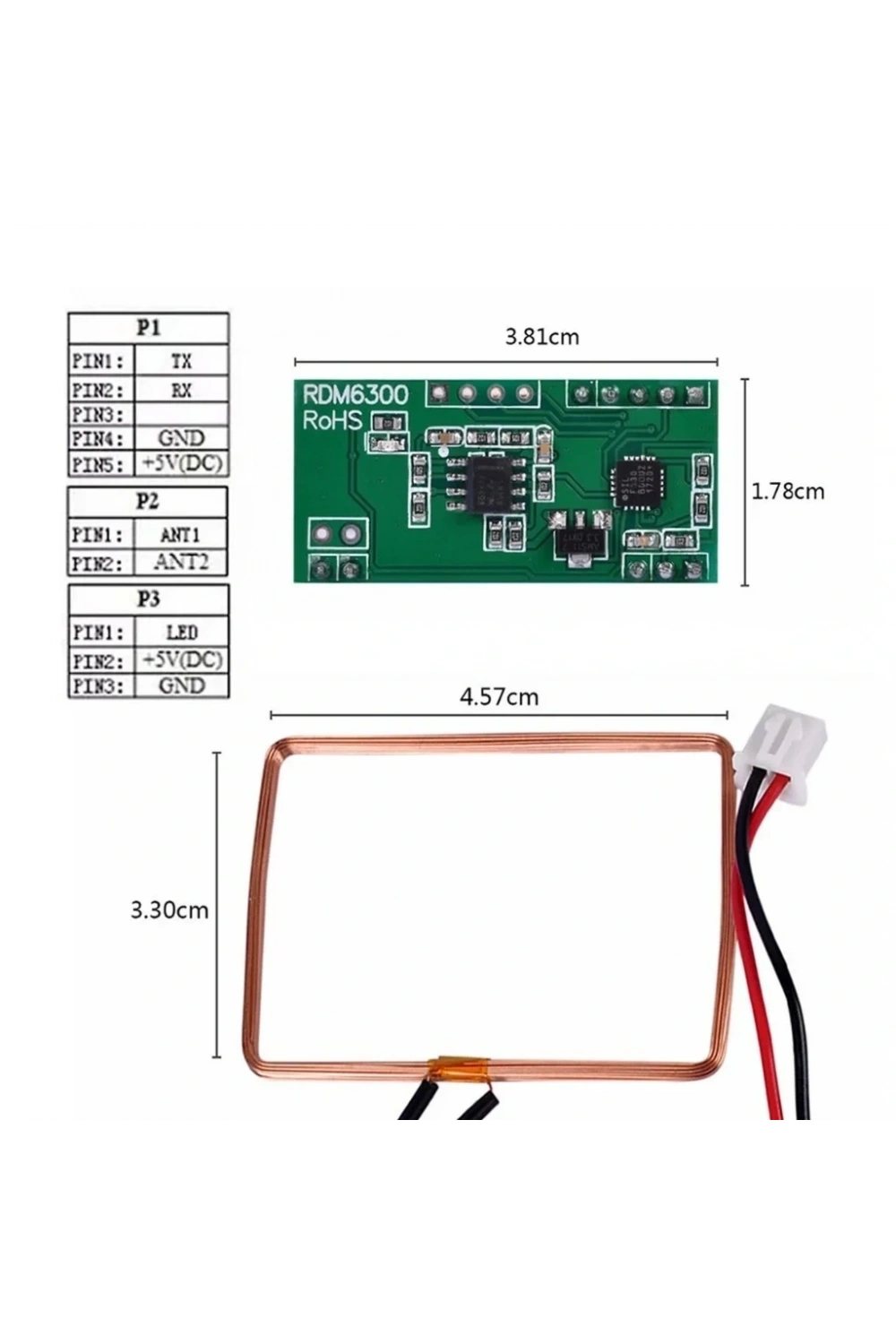RDM6300 125KHz EM4100 RFID Kart ID Okuyucu Modülü