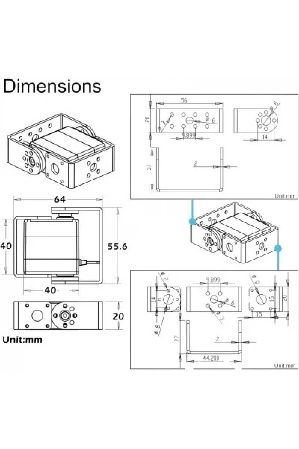 RDS3235 35KG Dijital Servo Motor 180° - U Servo Braket Dahil