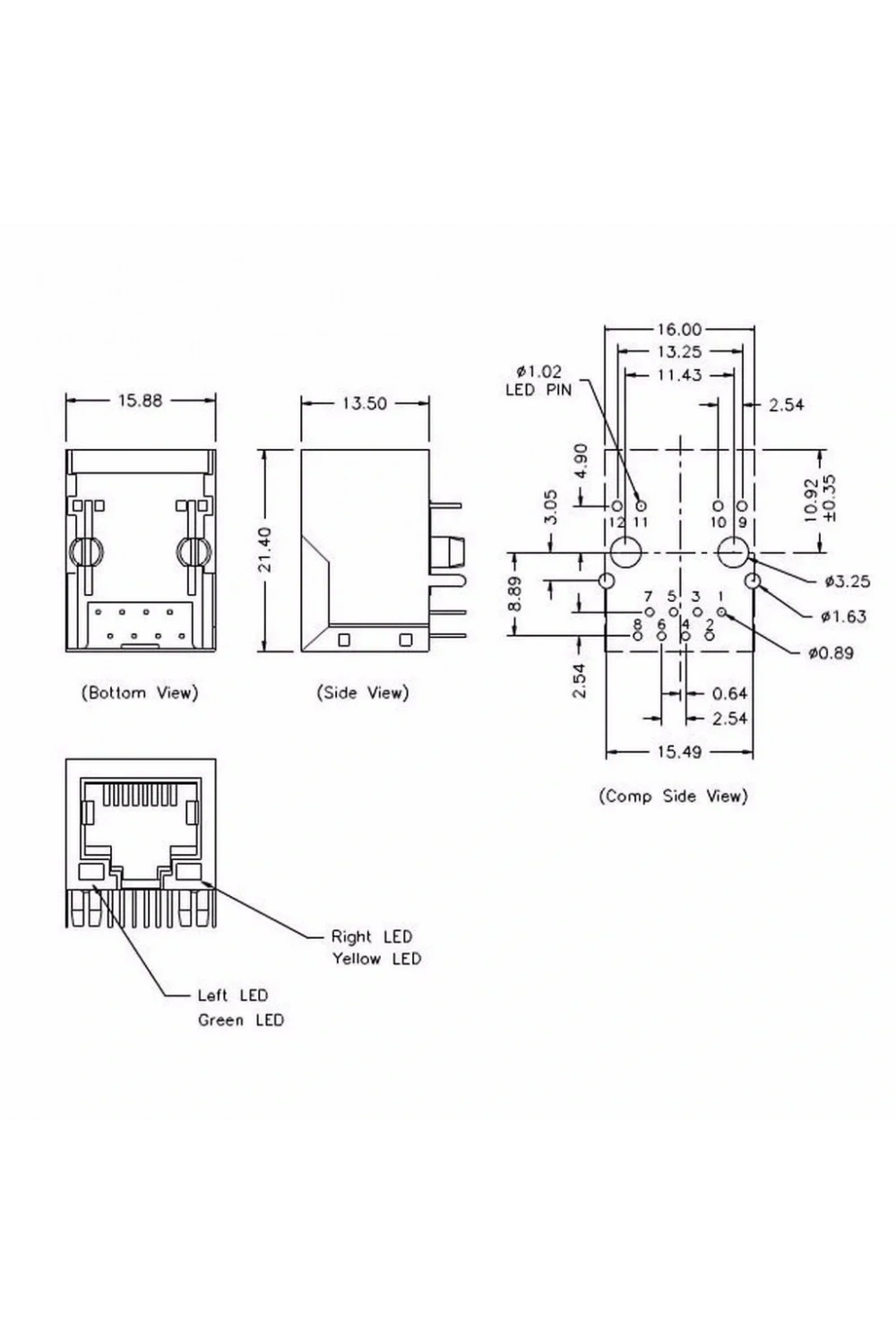RJ45 HR911105A Hanrun Trafolu Ledli Ethernet Bağlantı Soketi