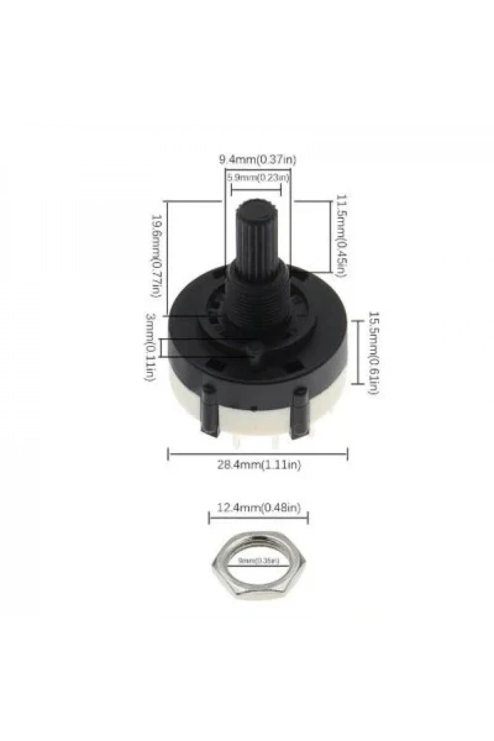 RS26 26mm 12 Konumlu Rotary Switch - Komitatör
