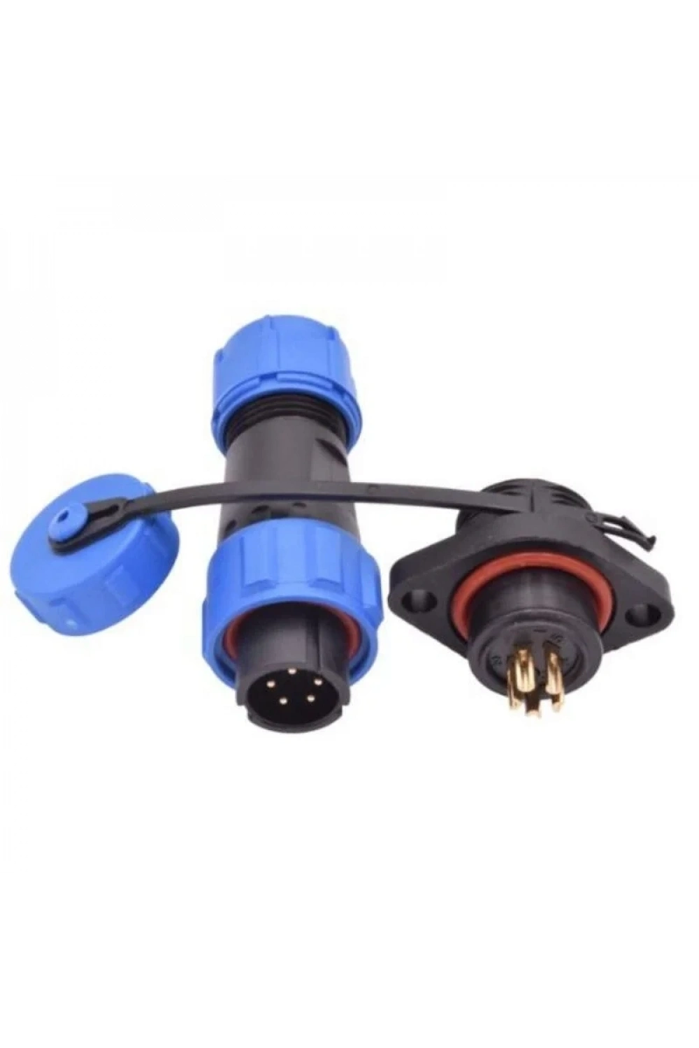SD13 5 Pin 13mm Su Geçirmez Konnektör Takımı - Flanşlı Panel Tipi