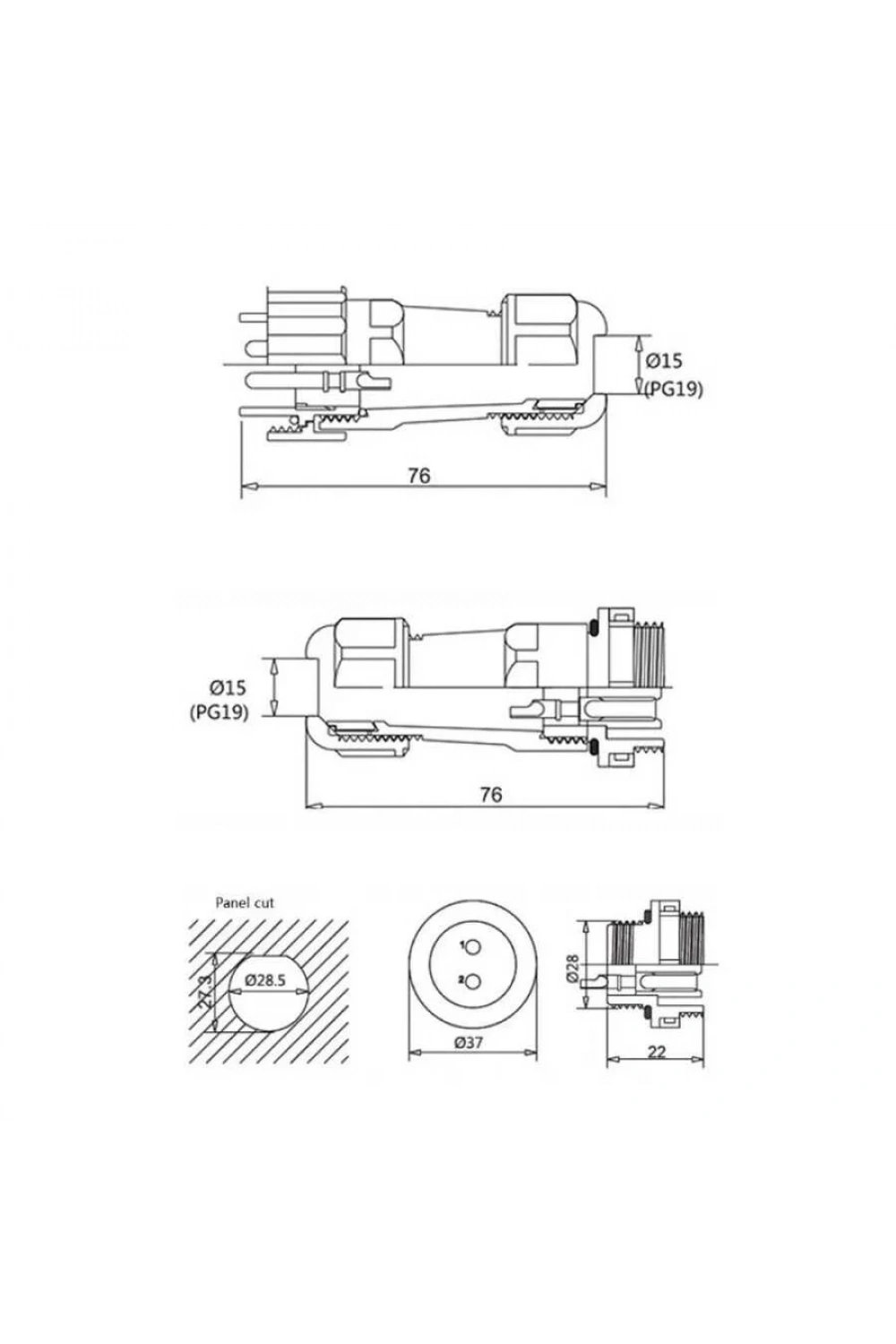 SD28 3 Pin 28mm Su Geçirmez Konnektör Takımı