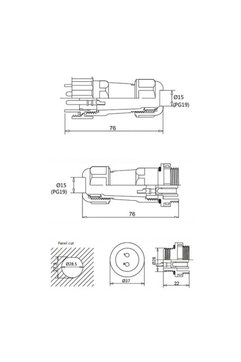 SD28 4 Pin 28mm Su Geçirmez Konnektör Takımı
