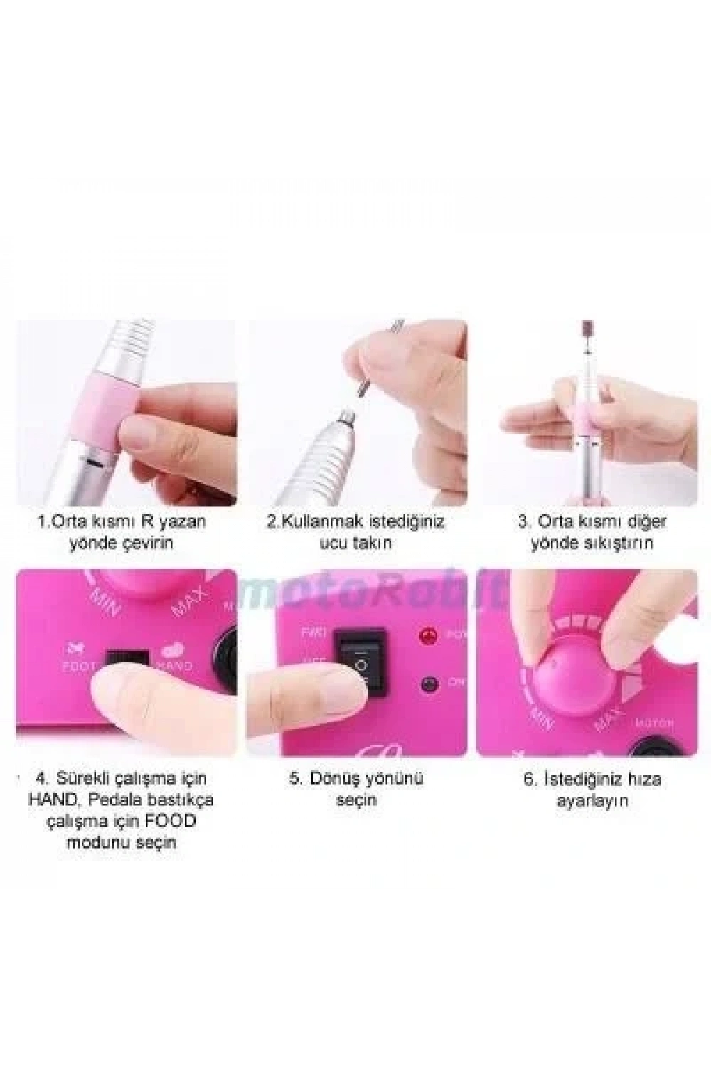 Sina Manikür Pedikür Tırnak Törpü Seti - Pembe
