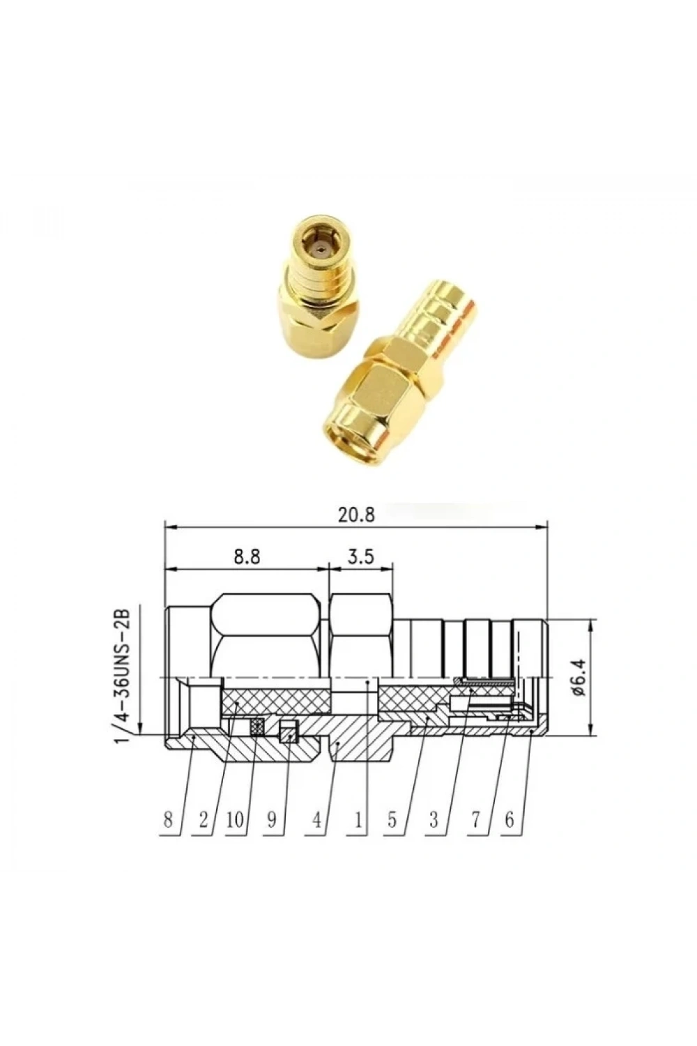 SMA Erkek - SMB-JK Dişi Coaxial Konnektör