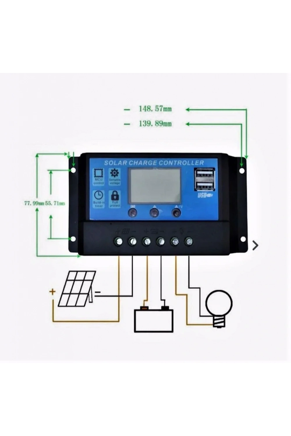 Solar Panel Akü Şarj Cihazı 30A 12/24V