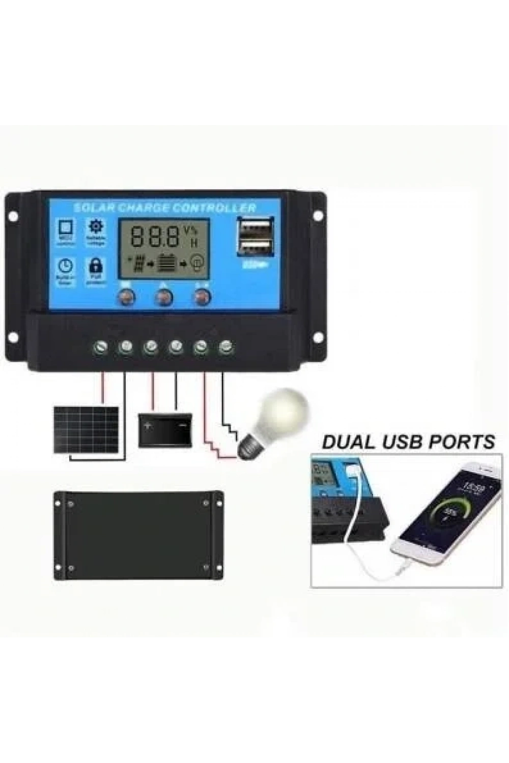Solar Panel Akü Şarj Cihazı 60A 12/24V