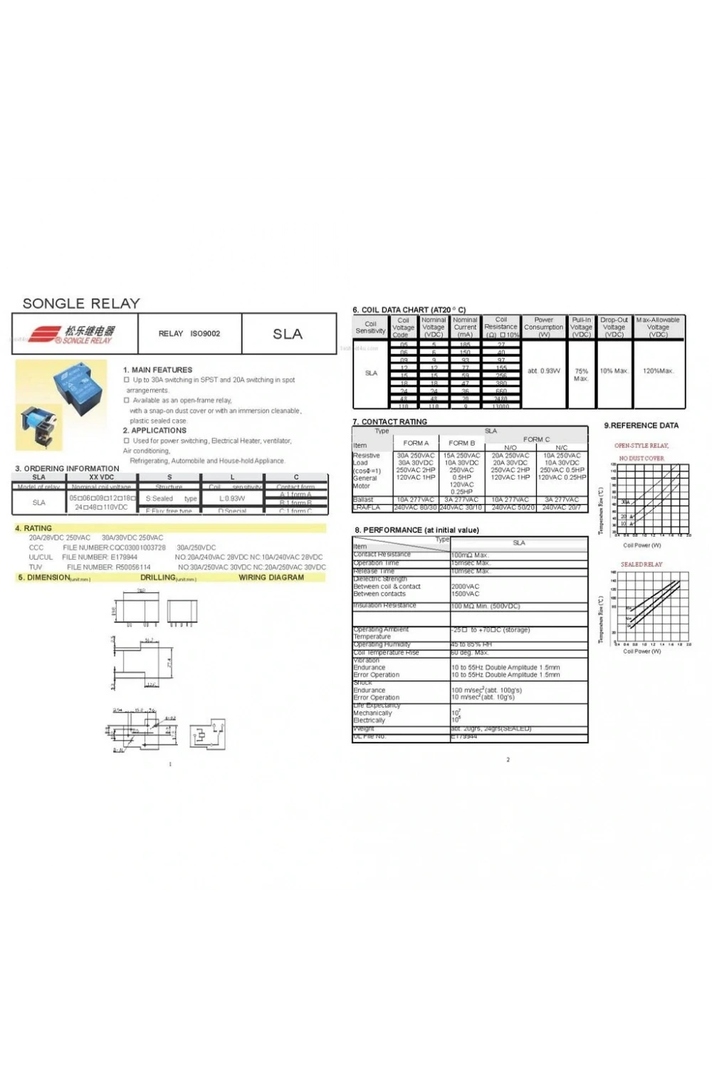 Songle 12V 30A 5 Pin Röle SLA-12VDC-SL-A ( T90 Relay )