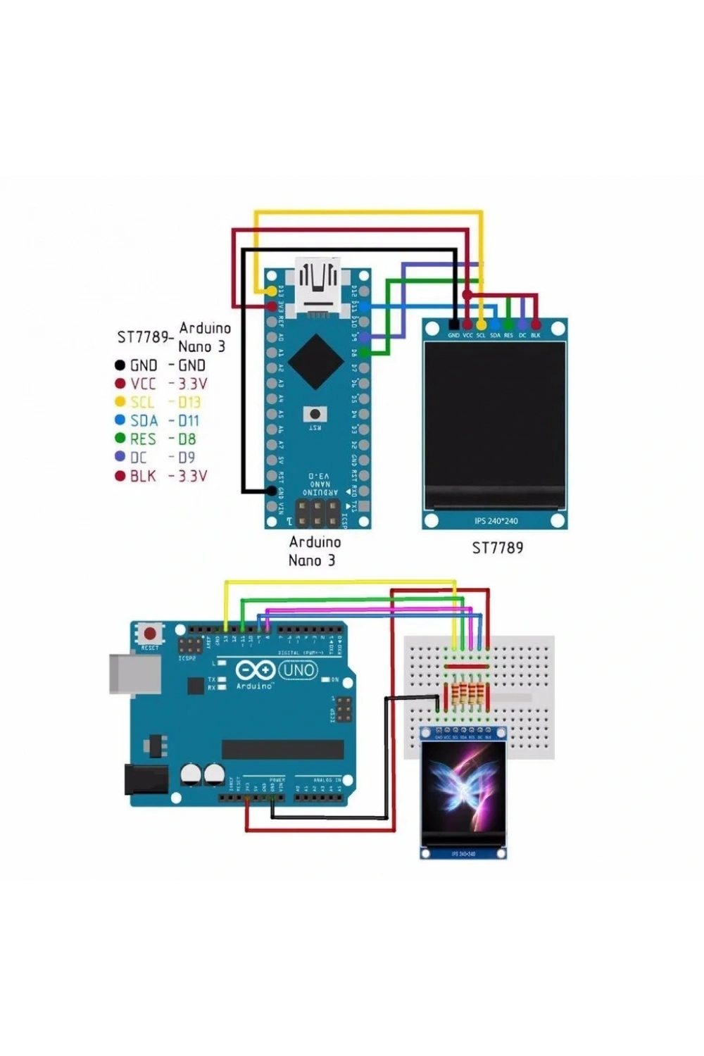 ST7789 1.3 240x240 IPS TFT LCD OLED Ekran Modülü