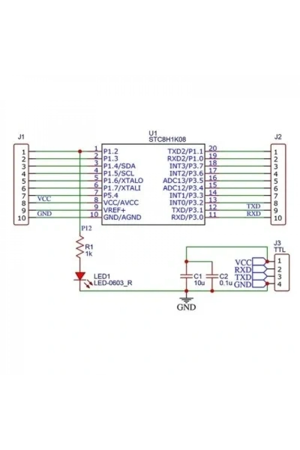 STC8H1K08-TSSOP20 Geliştirme Kartı