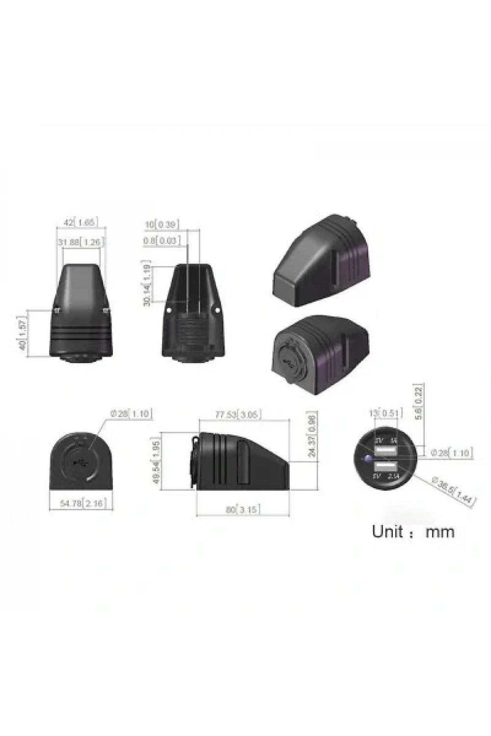 Su Geçirmez USB Şarj Modülü 2x 5V 2.1A