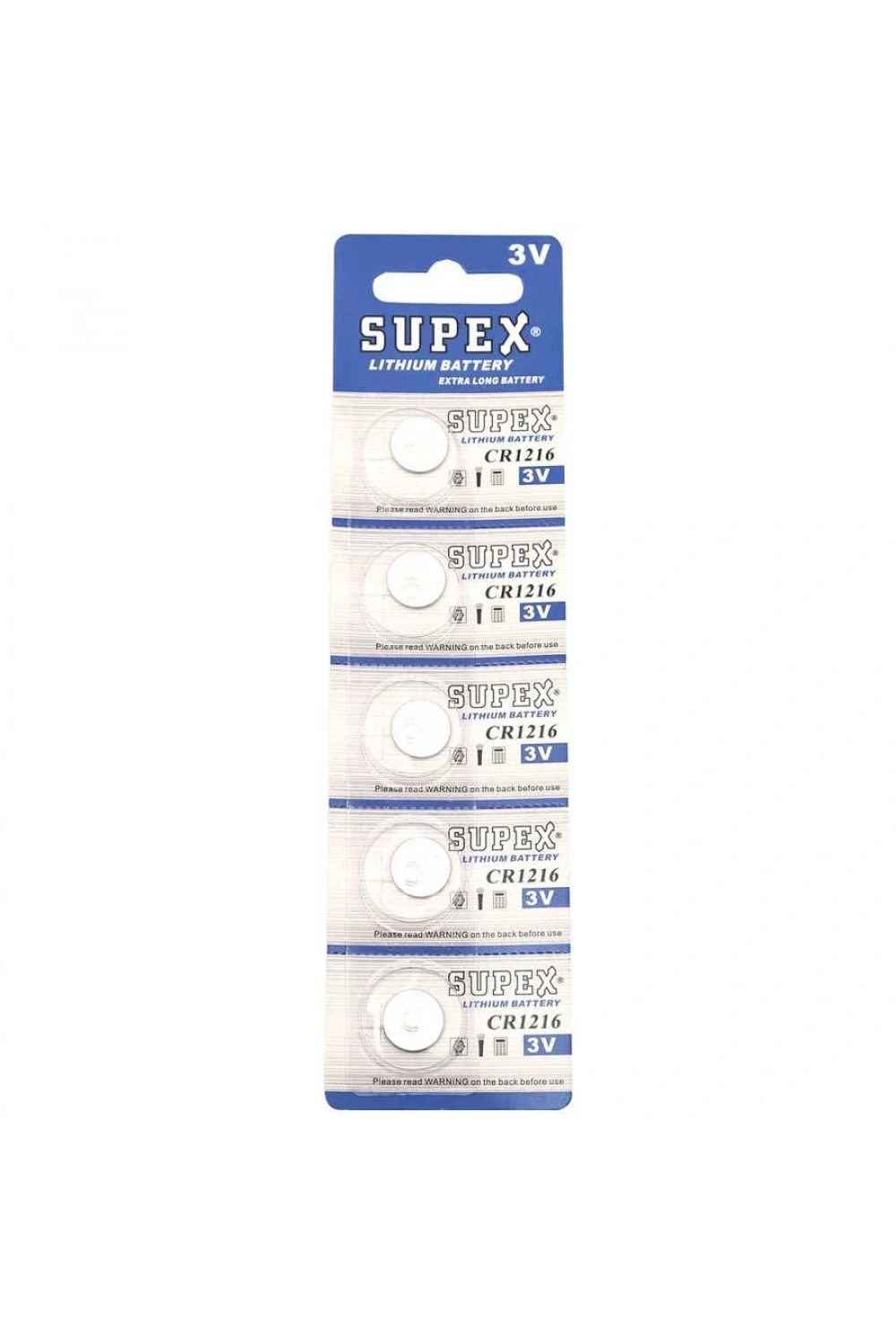 Supex CR1216 3V Lityum Düğme Pil - 5li Kart