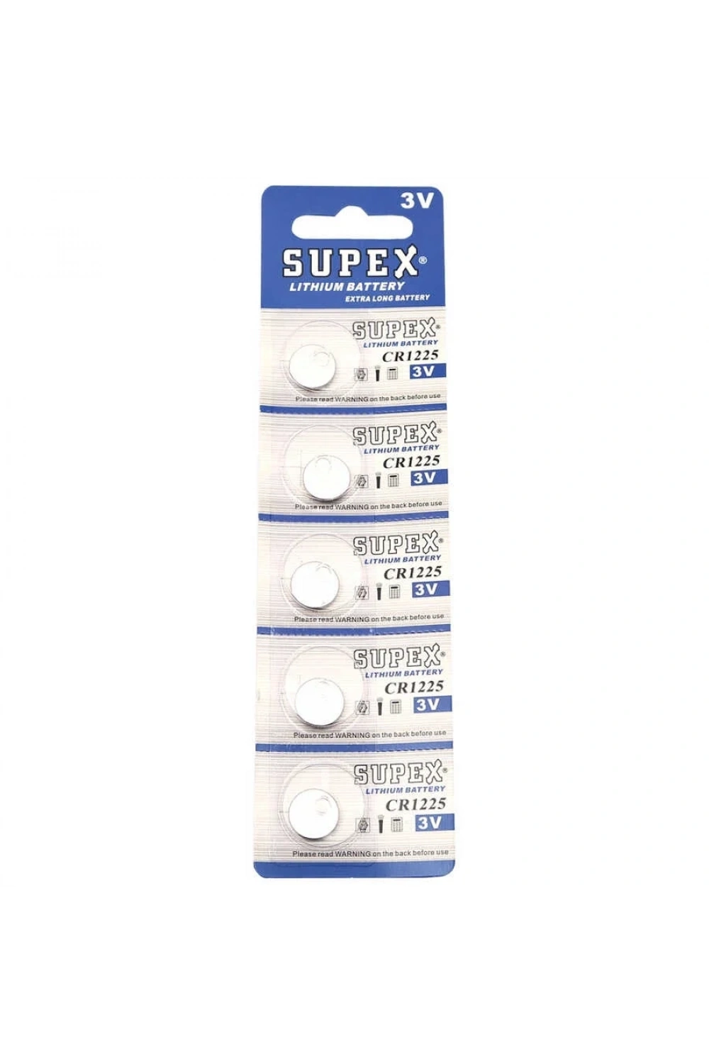 Supex CR1225 3V Lityum Düğme Pil - 5li Kart