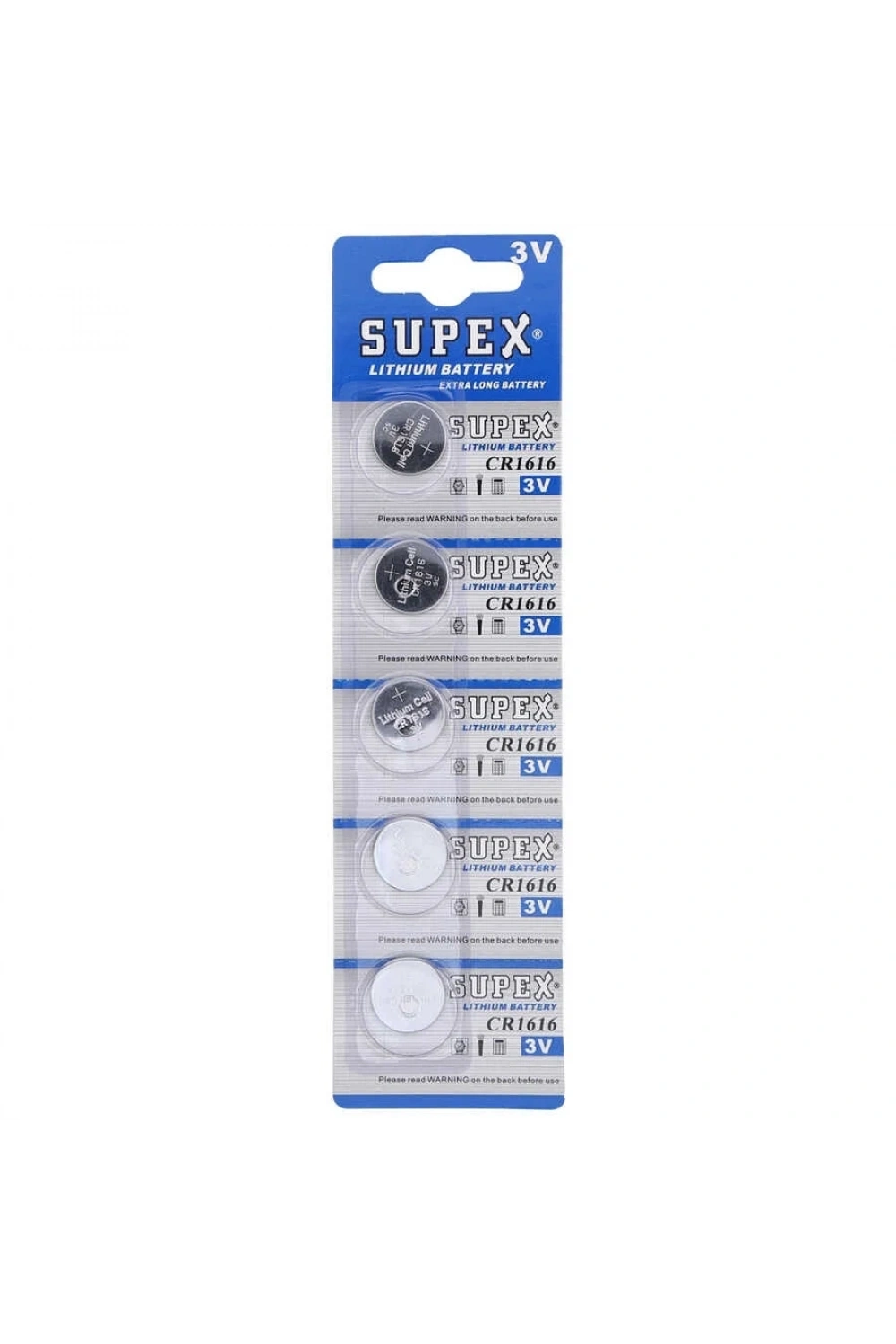 Supex CR1616 3V Lityum Düğme Pil - 5li Kart