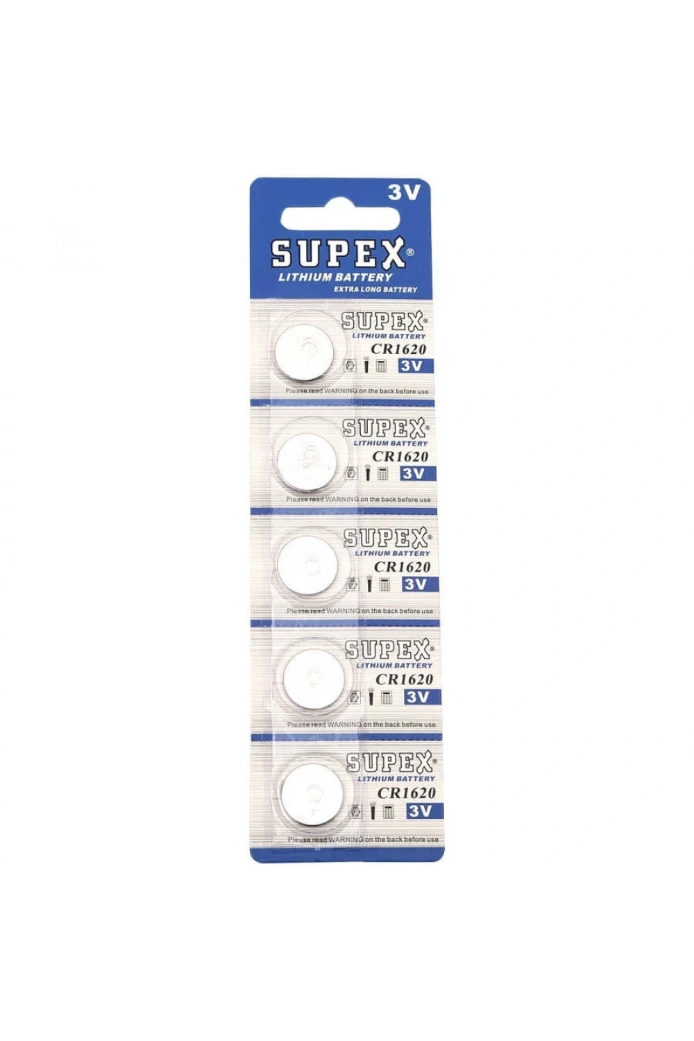 Supex CR1620 3V Lityum Düğme Pil 5li Kart