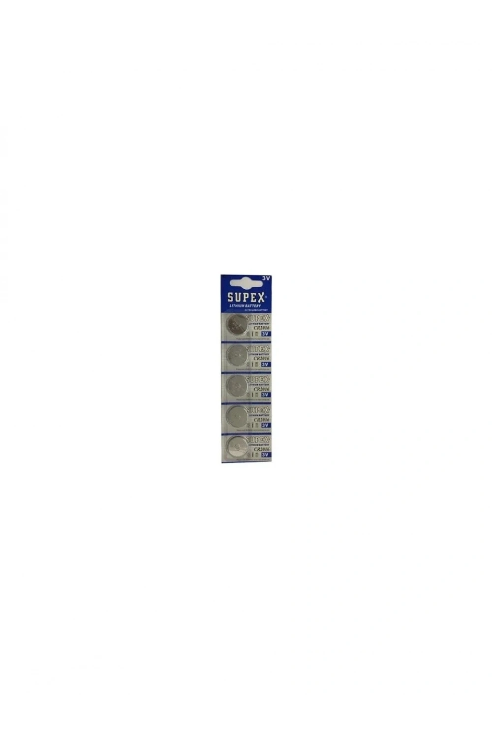 Supex CR2016 3V Lityum Düğme Pil - 5li Kart
