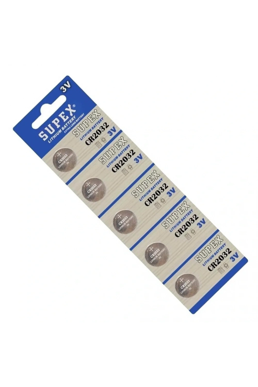 Supex CR2032 3V Lityum Düğme Pil 5li Kart Paket