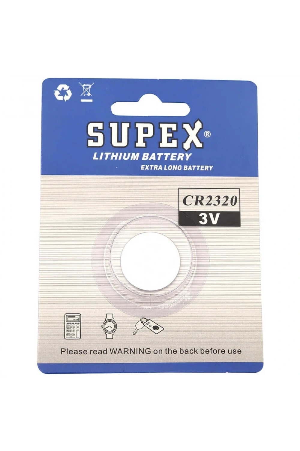 Supex CR2320 3V Lityum Düğme Pil Tekli Kart