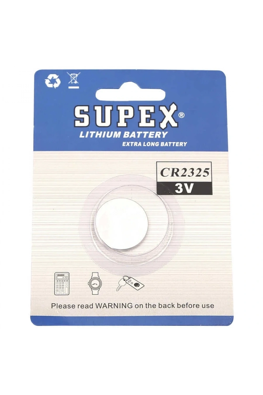 Supex CR2325 3V Lityum Düğme Pil Tekli Kart