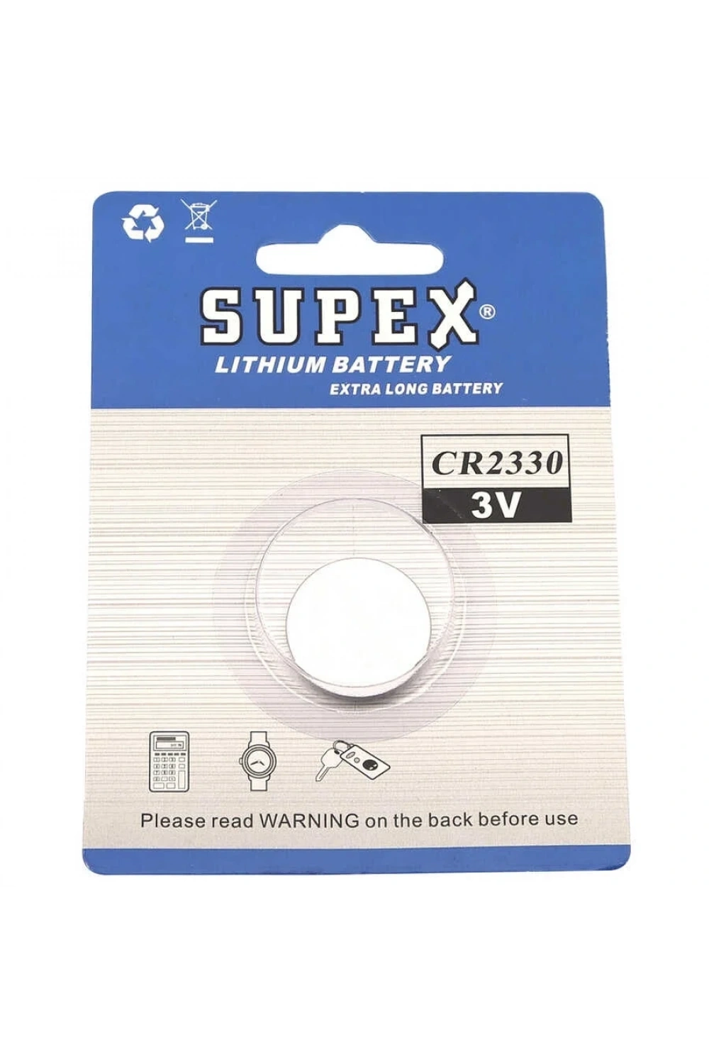 Supex CR2330 3V Lityum Düğme Pil Tekli Kart