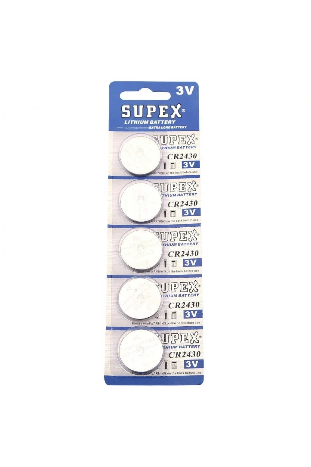 Supex CR2430 3V Lityum Düğme Pil 5li Kart
