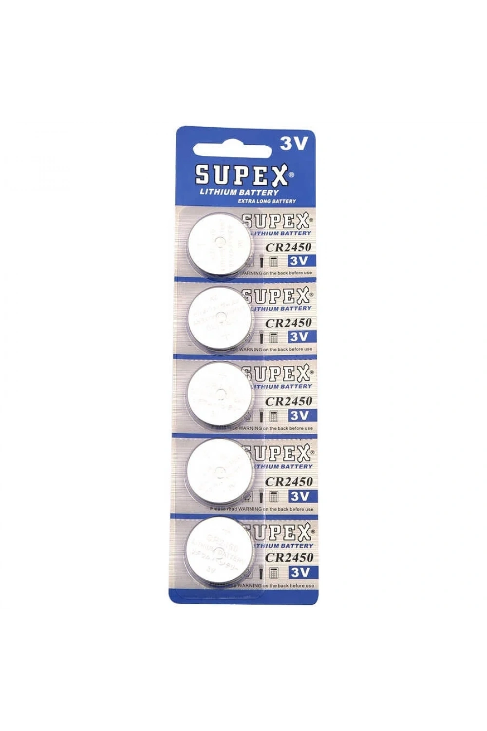 Supex CR2450 3V Lityum Düğme Pil 5li Kart