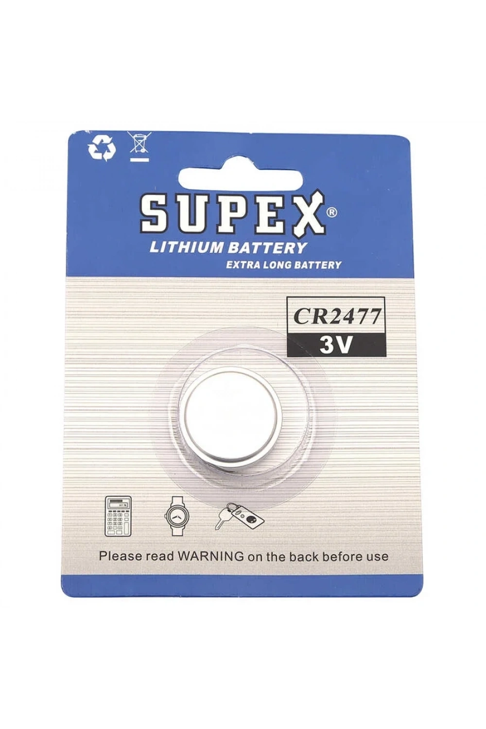 Supex CR2477 3V Lityum Düğme Pil Tekli Kart