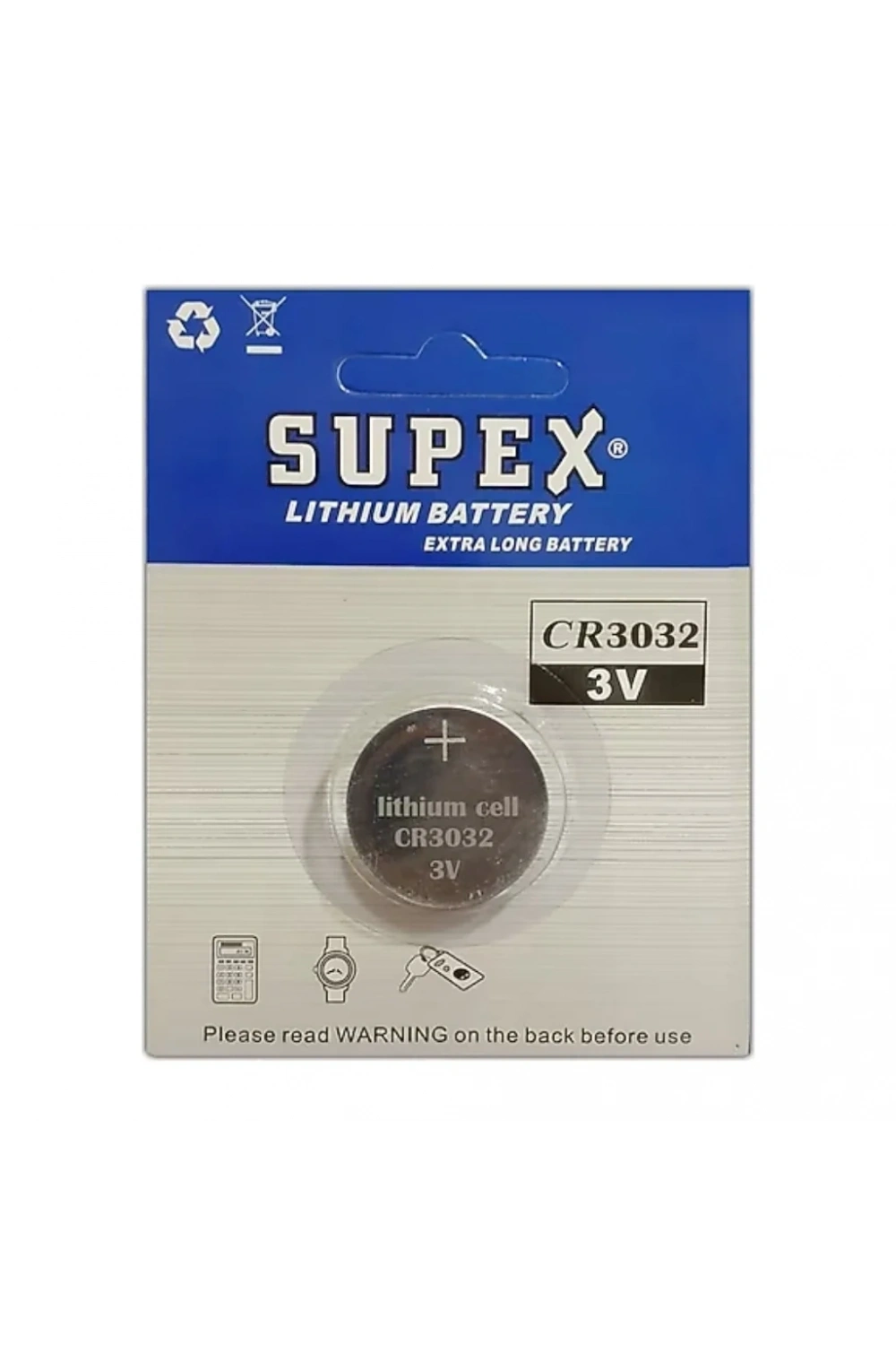 Supex CR3032 3V Lityum Düğme Pil Tekli Kart
