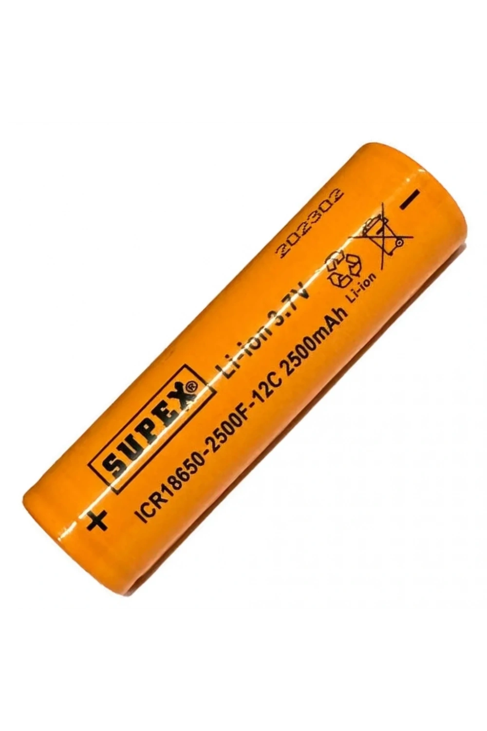 Supex ICR18650 3.7V 2500mAh Li-ion Şarjlı Pil 12C Deşarj Akımı (Başsız)