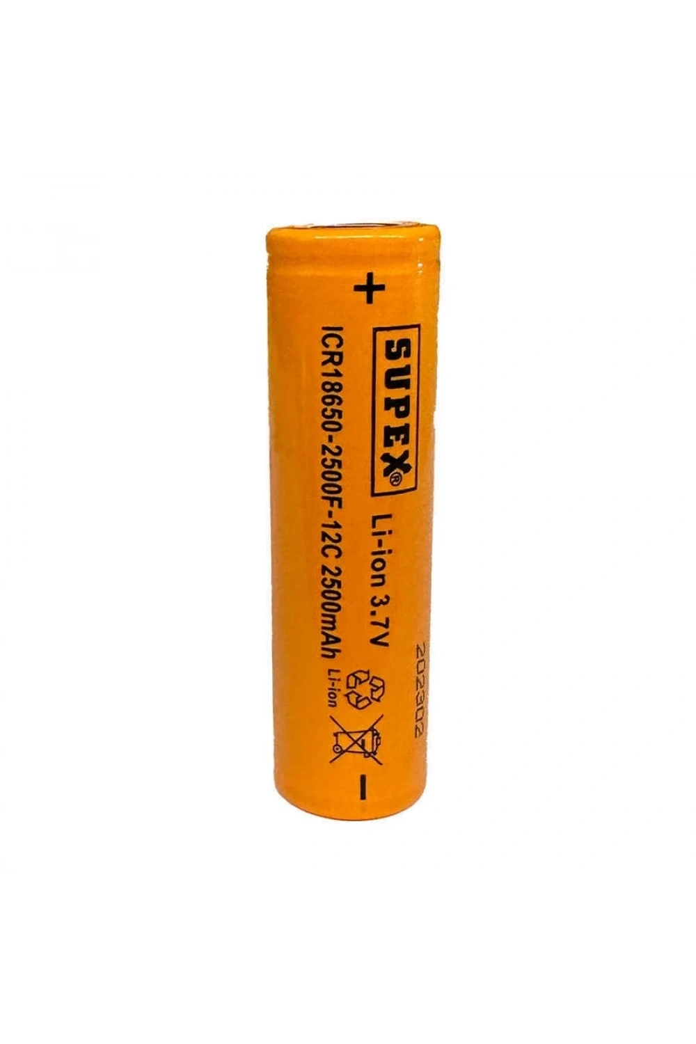 Supex ICR18650 3.7V 2500mAh Li-ion Şarjlı Pil 12C Deşarj Akımı (Başsız)