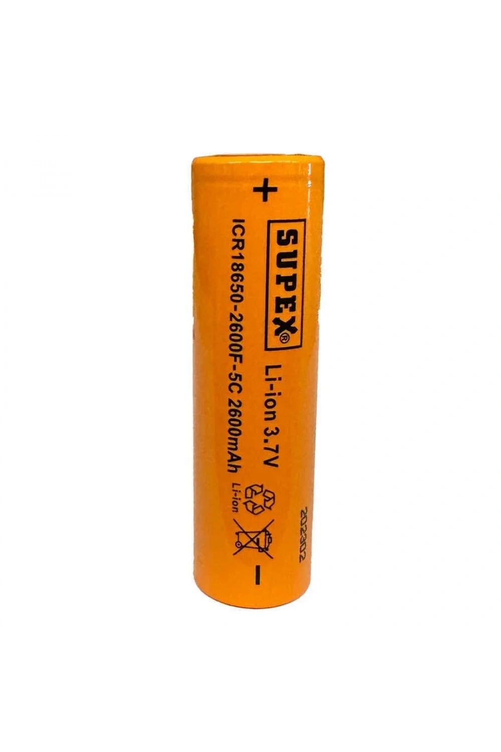 Supex ICR18650 3.7V 2600mAh Li-ion Şarjlı Pil 5C Deşarj Akımı (Başsız)
