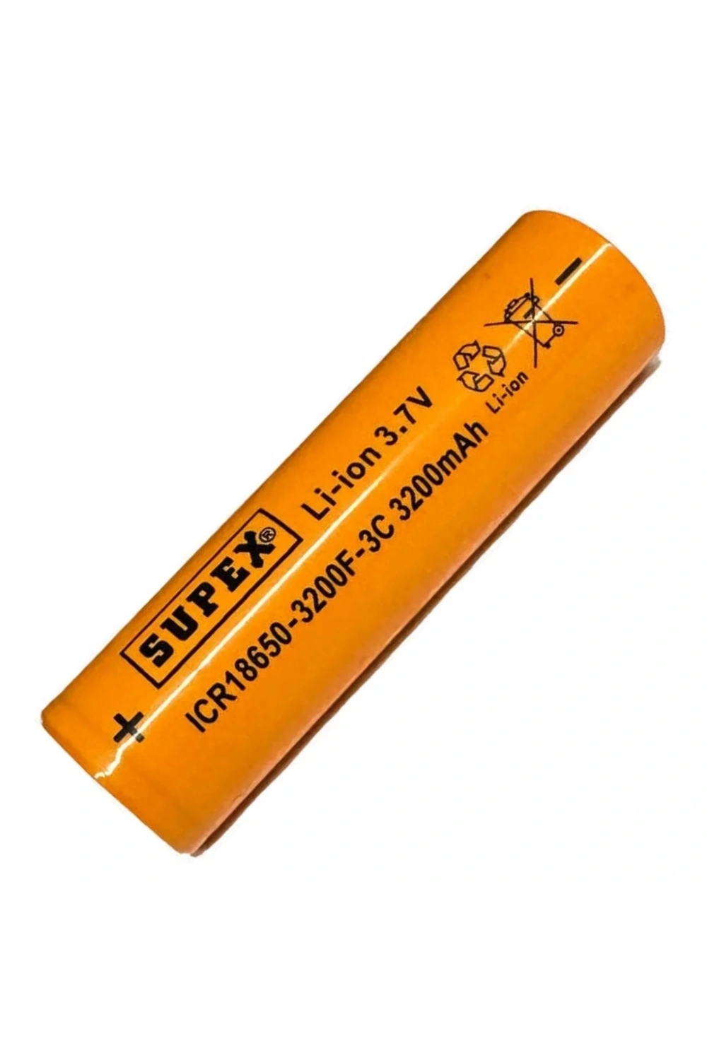 Supex ICR18650 3.7V 3200mAh Li-ion Şarjlı Pil 3C Deşarj Akımı (Başsız)