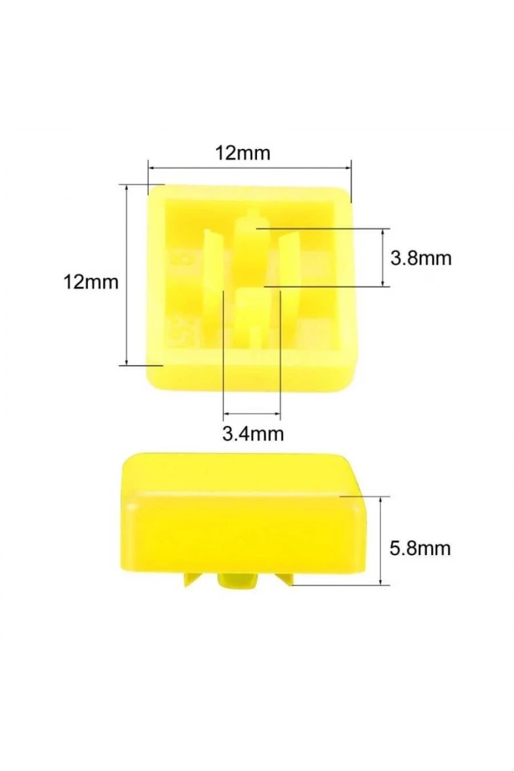 Tact Switch Kapağı Kare Sarı- 10x10x5mm