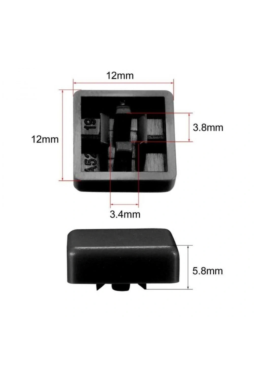 Tact Switch Kapağı Kare Siyah - 10x10x5mm