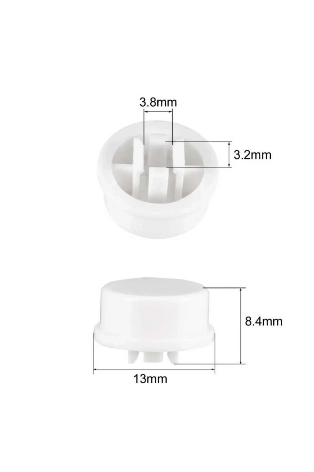 Tact Switch Kapağı Yuvarlak Beyaz - 12x12x7.3mm ile Uyumlu