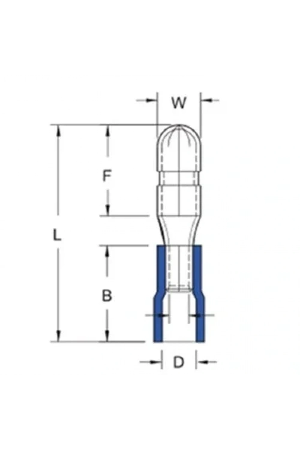 TBE-2050 1.5-2.5mm2 İzoleli Soket Tipi Erkek Terminal Kablo Ucu Mavi 100 Adet